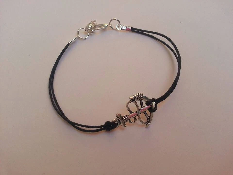 Bracciale uomo ancora cordoncino nero - Immagine 1 di 1