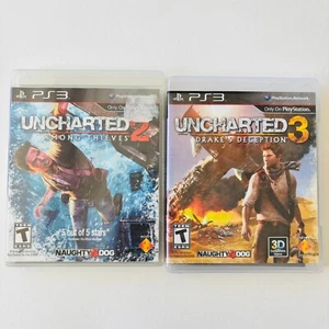 Uncharted 2: Among Thieves & 3: Drake's Deception (Sony PlayStation 3, PS3) CIB - Picture 1 of 3