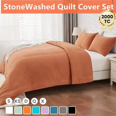 2000TC Extra Soft Doona Duvet Quilt Cover Pillowcase Set S/D/Queen/King/SK Size - image 1 of 4