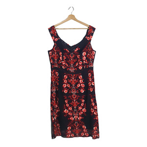 City Chic +Sz XL/22-24 Black Red Floral Embroidered Mesh Cocktail Dress