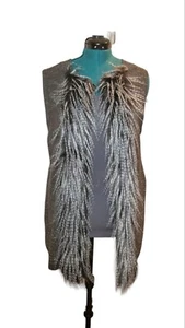 Ruby Rd. Womens Bonne Soiree Faux Fur Trimmed Sweater Vest GunMetal Size Large - Picture 1 of 7