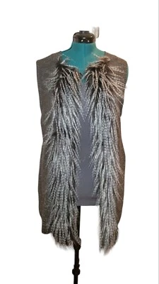 Ruby Rd. Womens Bonne Soiree Faux Fur Trimmed Sweater Vest GunMetal Size Large - Image 1 of 4