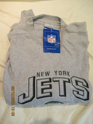 Mens NFL New York Jets Embroidered Sweat Shirt Long Sleeve Pullover Size XL Cover