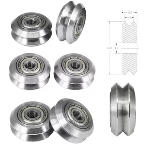 24.8*10.2*5mm V Groove Metal Roller Guide Pulley Stainless Steel Ball Bearings - Picture 1 of 7