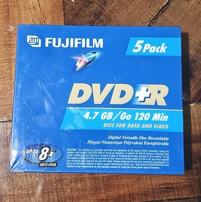 Sealed FujiFilm DVD+R 5 Pack 4.7 GB/Go 120 Min Disc For Data & Video - Image 1 of 2