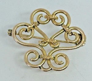 Antique 12k Gold Brooch Open Scroll Vine Unique 4.69gr - Picture 1 of 3