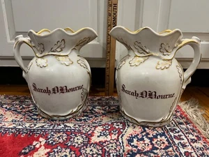 c.1860 Old Paris Porcelain Bourne Family Kennebunk Kennebunkport ME pitchers 2 - Picture 1 of 5
