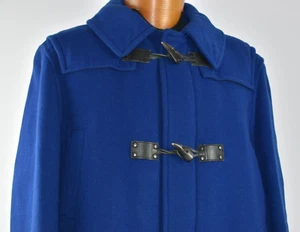 Burberry London Sz 52 R Blue Wool Blend Duffle Over Coat Toggle Zip Logo Jacket - Picture 1 of 24