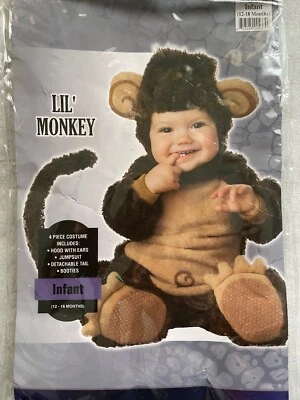 LIL' MONKEY, DISFRAZ HALLOWEEN BEBÉ 12-18 MESES, Petit Singe, TRAJE CÁLIDO, NUEVO Foto 1 de 4
