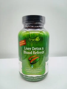Irwin Naturals Liver Detox & Blood Refresh 60 softgel liquido scadenza 8/26 - Foto 1 di 3