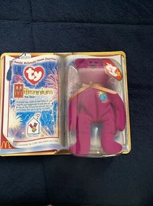 TY Millennium The Bear Teenie Beanie Baby McDonalds, Brand New, In Package - Picture 1 of 3