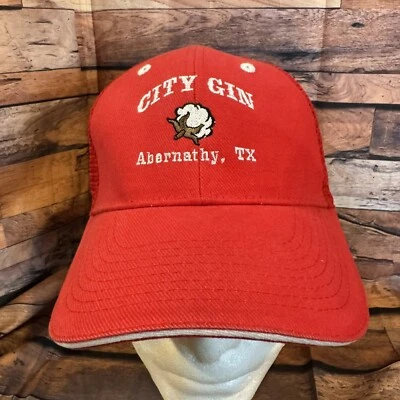 Gorra City Gin SnapBack Ajustable Rojo Algodón Boll Logo Malla Abernathy Texas Foto 1 de 4