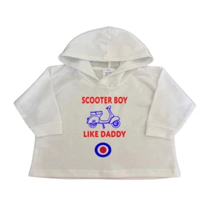 Ropa de bebé blanca con capucha-scooter niño como papá-mod ropa de bebé-mod bebé sudadera con capucha-mod bebé - Imagen 1 de 2