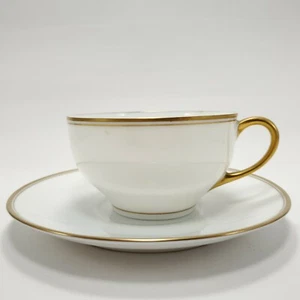 Hutschenreuther Burley Tyrell Cup and Saucer Tea Coffee White Gold Band Antique - Picture 1 of 12