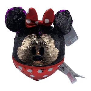 Disney Parks Minnie Mouse Reversible Flip Sequin Plush 13” Round Ball New w Tags - Picture 1 of 10