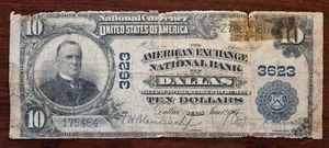 1902 Ten Dollar Bill $10 National Currency Note - Dallas Texas TX RARE #81525 - Picture 1 of 2