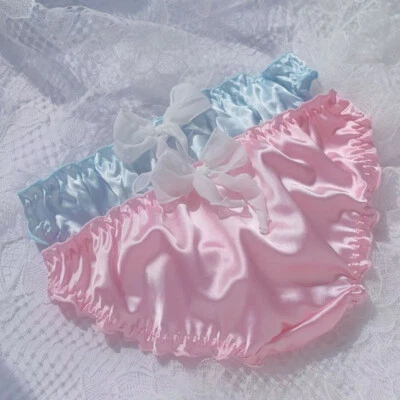 Sweet Lady Girls Faux Satin Underwear Panties Briefs Bowknot Sexy Knickers Cute - Image 1 of 4