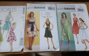 Lot of 3 Dress Sewing Patterns McCalls Butterick two New one cut - Picture 1 of 8