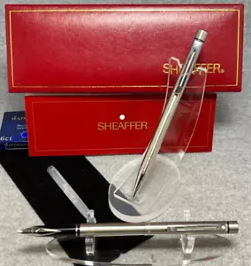 SHEAFFER TARGA 1001 SLIM Steel Fountain Pen (F) and BallPoint Pen ๐บ๐ธ Box & Ink - Picture 1 of 21