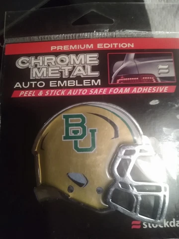 Baylor University BU Bears Die-Cut Metal Helmet Auto Emblem/Decal QTY 2 Cover