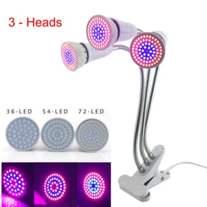 Indoor LED Pflanze Grow Licht Lampe Flexibel 2/3-Kopf Schreibtisch Halter Clip Cultivo - Bild 1 von 12