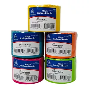 5 Rolls Carson Dellosa 2.25" x 65' Rolled Scalloped Border Assorted Colors - Picture 1 of 8