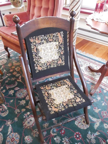 Vintage Folding Needlepoint Chair; REDUCED PRICE! Cover