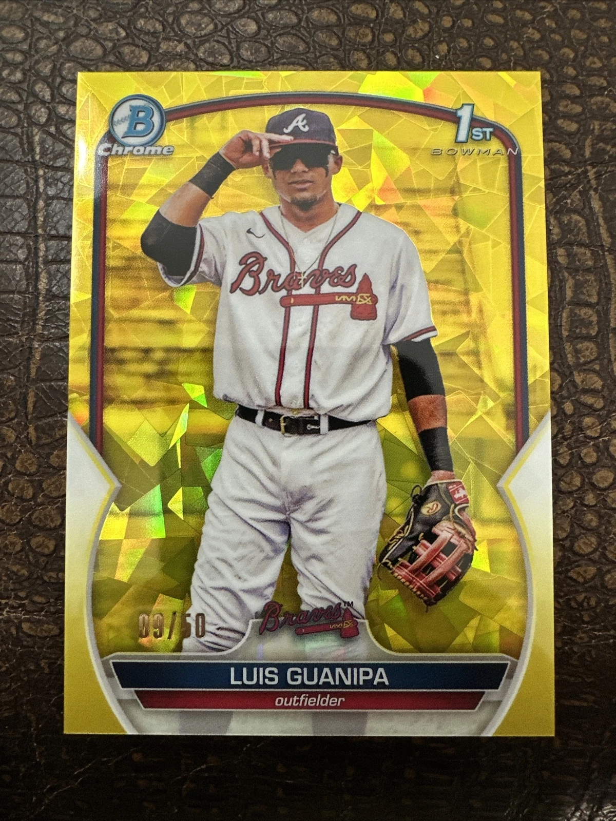 LUIS GUANIPA 2023 BOWMAN CHROME 1ST YELLOW SAPPHIRE BRAVES /50 Q0716
