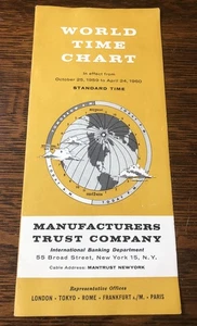 Vintage 1959-60 World Time Chart - Manufacturers Trust Co - Foldout Brochure - Bild 1 von 4