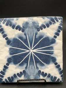 16 Vintage Ferienhaus blau und weiß Ombré Saphir Cocktail/Mittagessen Servietten  - Bild 1 von 2