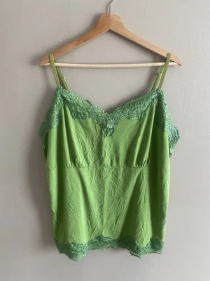 Camiseta sin mangas Babydoll Lane Bryant Cami con ribete de encaje Plus 22/24W verde Y2K Foto 1 de 4