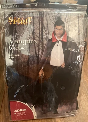 NEW Vampire Cape Spirit Halloween Adult Sz OSFM Party Cosplay Black/Red - Image 1 of 3
