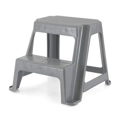 Gracious Living 16" Plastic 2 Step Portable Garage Home & Kitchen Stool, Gray - Image 1 of 4