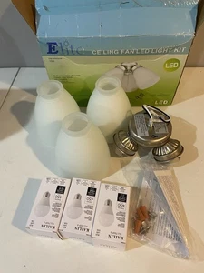 Elite 3-Light Ceiling Fan Shades LED Light Kit Brushed Nickel LK1905 - Picture 1 of 2