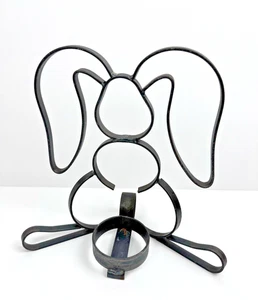 Candelabro pilar de conejo de metal de hierro forjado decoración de mesa 11,5" - Imagen 1 de 3