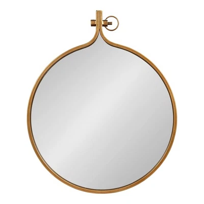 Yitro Round Industrial Modern Metal Framed Wall Mirror, 23.5x28.5, Gold - Image 1 of 4