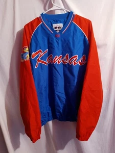 Vintage 58 Sports Kansas Jayhawks KU Windbreaker Jacket Pull Over Large - Picture 1 of 10
