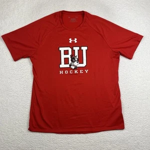 Boston Terriers Hockey T-Shirt Mens Large Red Under Armor Tech Tee Heat Gear - Picture 1 of 7