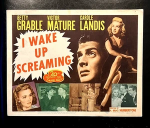 Tarjeta de lobby de título I Wake Up Screaming 1948, Betty Grable, Victor Mature, Landis - Imagen 1 de 1