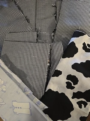 Craft Fabric Remnants Black White Baby Houndstooth Cow - 1 Pound - Image 1 of 4