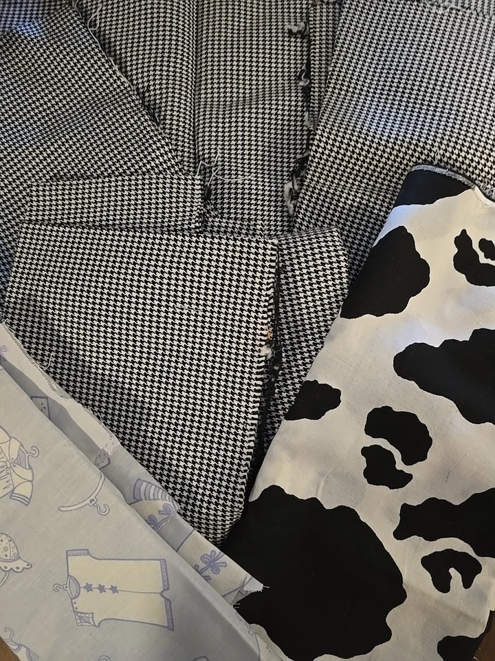 Craft Fabric Remnants Black White Baby Houndstooth Cow - 1 Pound - Image 1 of 4