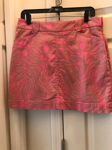 Ladies Lily Pulitzer 4 pocket Golf Skirt . Pink & Khaki . Size 8 Gently Preowned - Picture 1 of 5