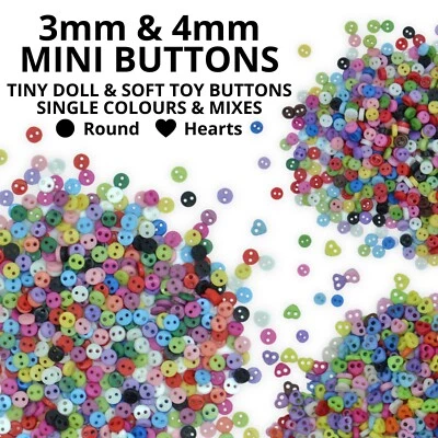 Mini Knöpfe für Puppen & Stofftiere Kleidung - verschiedene Farben & Designs - Bild 1 von 3