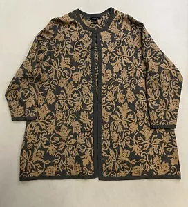 Lands End maglione cardigan donna taglia 3X floreale viscosa nylon misto cotone - Foto 1 di 8