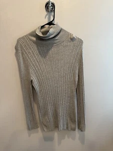 Daisy Fuentes for Kohls grey sweater tunic turtleneck size medium  - Picture 1 of 3