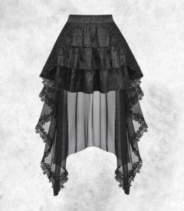 New Gothic Black Layered Mini Skirt Mesh Overskirt Sexy Hi-Low size 3XL 22 24 26 - Picture 1 of 4