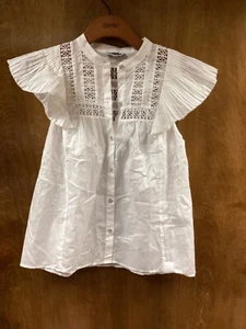 Women "Rails" white, short sleeve, eyelet, button up blouse. Size XS. P.O. - Picture 1 of 2