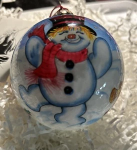 Inside Art Chase International Happy Snowmen Schlittenfahren mit Freunden. Geblasenes Glas 3" - Bild 1 von 12