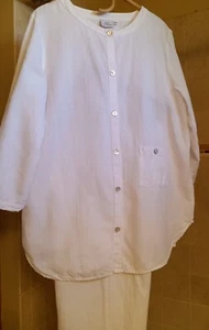 LO ÚLTIMO JUEGO DE BLUSAS Y PANTALONES 100% LINO BLANCO ALGODÓN TALLA MEDIANA - Imagen 1 de 10