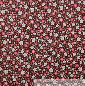 BonEful Fabric FQ Cotton Quilt Brown Pink White Small Little Tiny Calico Flower - Picture 1 of 13